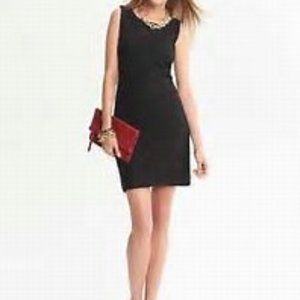 Banana Republic Black Wool Blend Sheath With Beautiful Lace Detailing